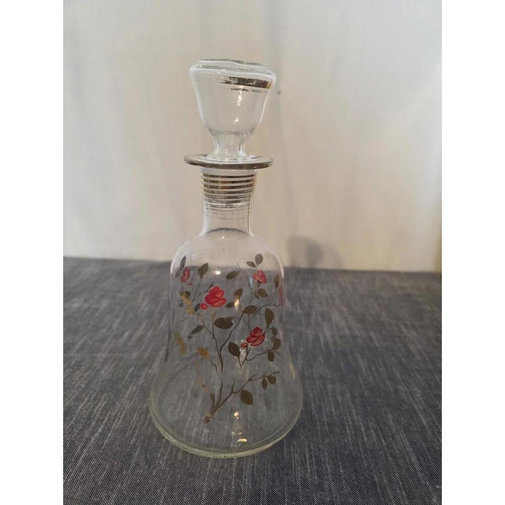 Victorian Hand Painted Barber Decanter With Roses
